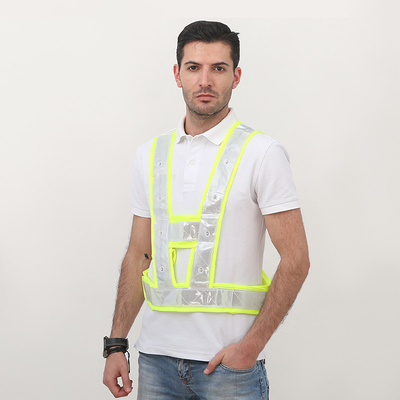 L'alto poliestere di visibilità SJV04 ha tricottato la maglia riflettente della sicurezza per funzionamento di notte