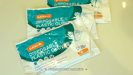 Guanti del PE dei chiari dell'HDPE di Gatamo della cucina bambini trasparenti eliminabili multiuso economici del commestibile